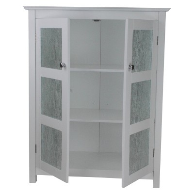 Connor Classic White Floor Cabinet with Textured Glass Doors