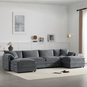 4/6 Seat Modular Sectional Sofa, L Shaped Cloud Sofa Couch Set, Upholstered Oversized Sofa Chair with Movable Ottoman -ModernLuxe - 1 of 4