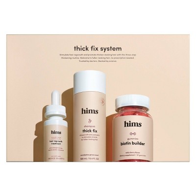 hims thick fix system - Total Hair Package to Supports Hair Growth - Shampoo + Gummy Vitamins + Minoxidil 5%