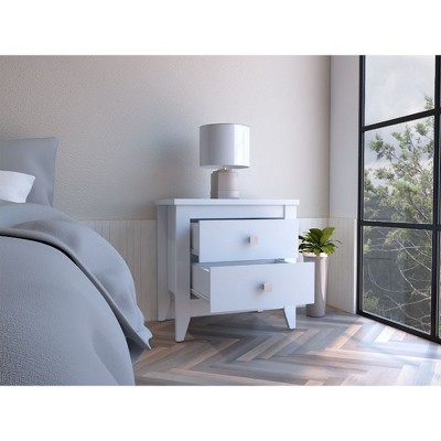NicBex 2 Drawers Nightstand with Button Knob Handles,Bedside Table with Storage Space,Modern Side Table for Bedroom