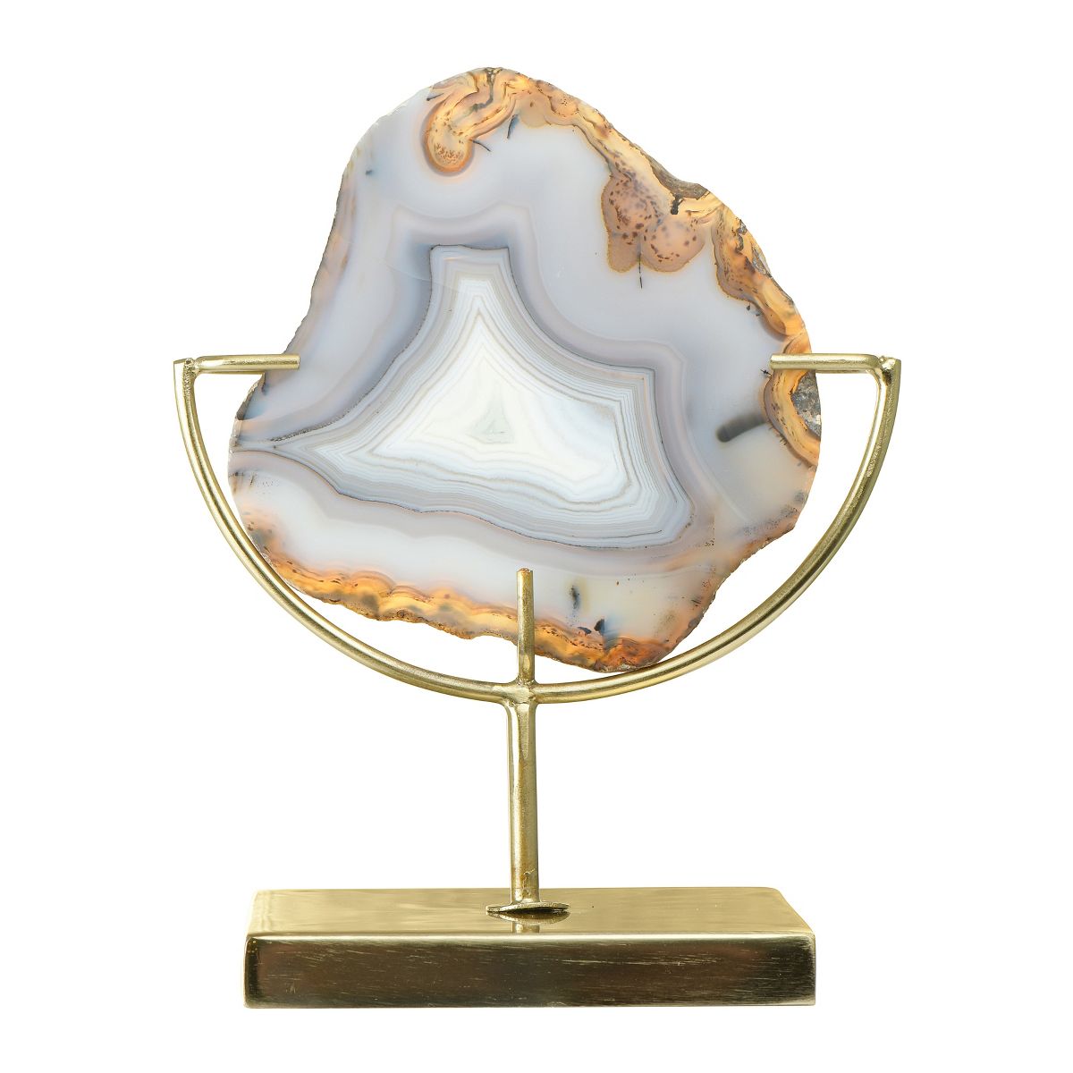 Storied Home Decorative Agate Slice Accent on Metal Stand