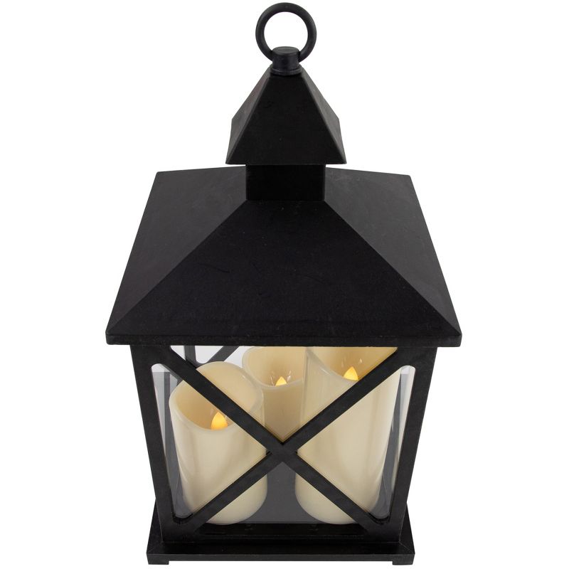 Northlight 12.5" Black Candle Lantern with 3 Flameless LED Candles, 5 of 7