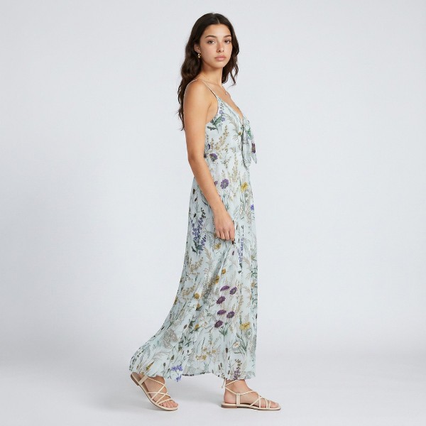 Vestido maxi con estampado floral y tirantes ajustables para mujer - Anna-Kaci 4