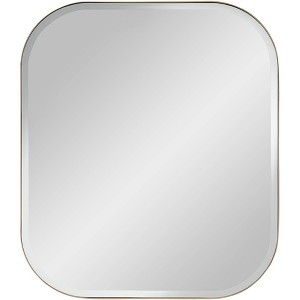 Possini Euro Design Bailey Rounded Corner Rectangular Vanity Wall Mirror Modern Beveled Brushed Gold Frame 27" Wide for Bathroom Bedroom Home Office - 1 of 4