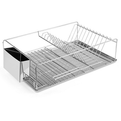 iMountek "Stainless Steel Dish Drying Rack with Drainboard & Cutlery Holder - Kitchen Organizer for Effortless Drying." Silver
