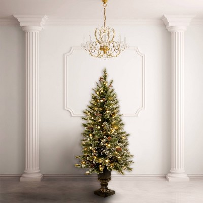 National Tree Company 4' PreLit Glittery Bristle Pine Entrance Artificial Christmas Tree 100 Warm White LED Lights