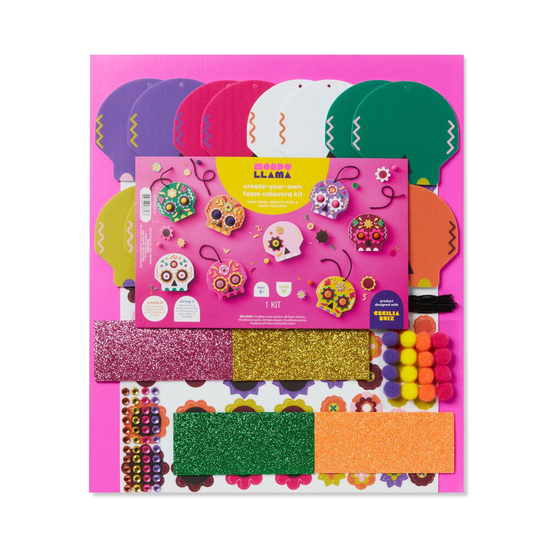 16ct Día de Muertos Craft Foam Calavera Kit - Mondo Llama™