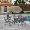 Patio Dining Set for 4 W/Umbrella, Outdoor Furniture Set W/4 Folding Dining Chairs, Outdoor Table Umbrella Set With Tempered Glass Top Dinings Table - 2 of 4