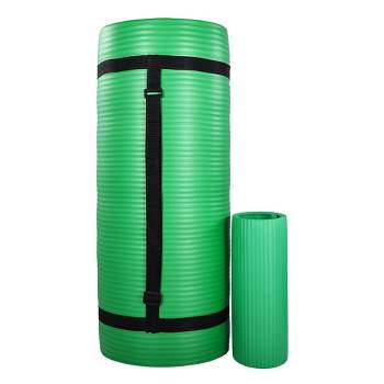 BalanceFrom Fitness 71 x 24 x 1'" All-Purpose Extra Thick Non-Slip High Density Anti-Tear Exercise Yoga Mat with Knee Pad & Carrying Strap, Green
