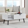 CENGHU 39" Wood Lift Top Coffee Table with Hidden Compartment and Storage Shelf, Dining Table with Wood Legs for Living Room, Reception Room, White - 3 of 4