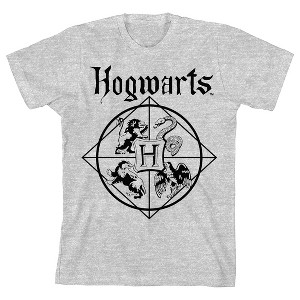 Harry Potter Hogwarts Symbol Gray Boy's Short-Sleeve T-shirt - 1 of 3