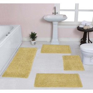 Fantasia Bath Rug Bathroom Rugs Set, Washable Rug, Extra Soft and Absorbent bath Rug, Bath Mat Set, Non-Slip, 4 Pcs Set with Runner, Yellow - 1 of 4