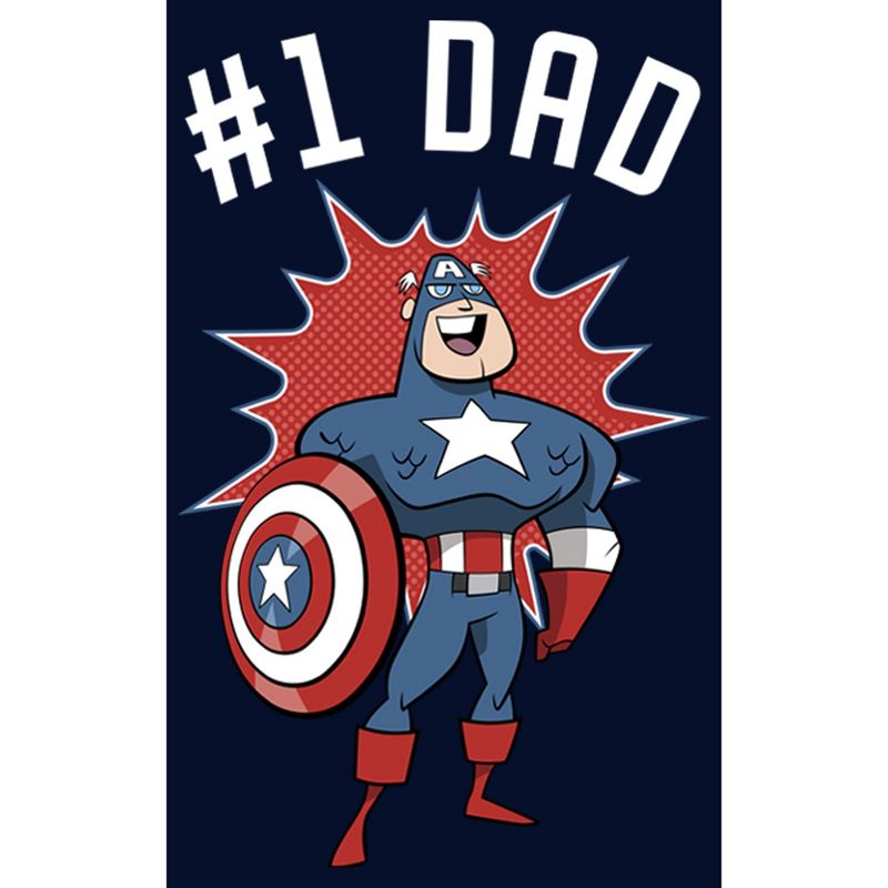 Men's Marvel #1 Dad Cartoon Captain America Pull Over Hoodie, 2 of 5