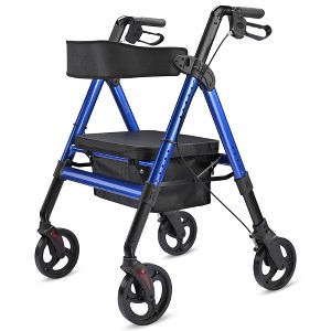 Yescom Rollator Walker with Seat, Elderly Assistance Products, Upright Bariatric Walker for Seniors, Blue - 1 of 4