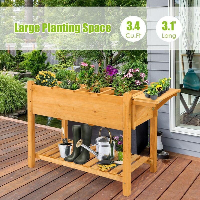 Costway Raised Garden Bed Elevated Planter Box Kit w/8 Grids & Folding Tabletop, 5 of 11