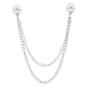Unique Bargains Bouquet Coat Round Rhinestone Hanging Tassel Chain Lapel Suit Brooch Pins 1 Pc - 1 of 4