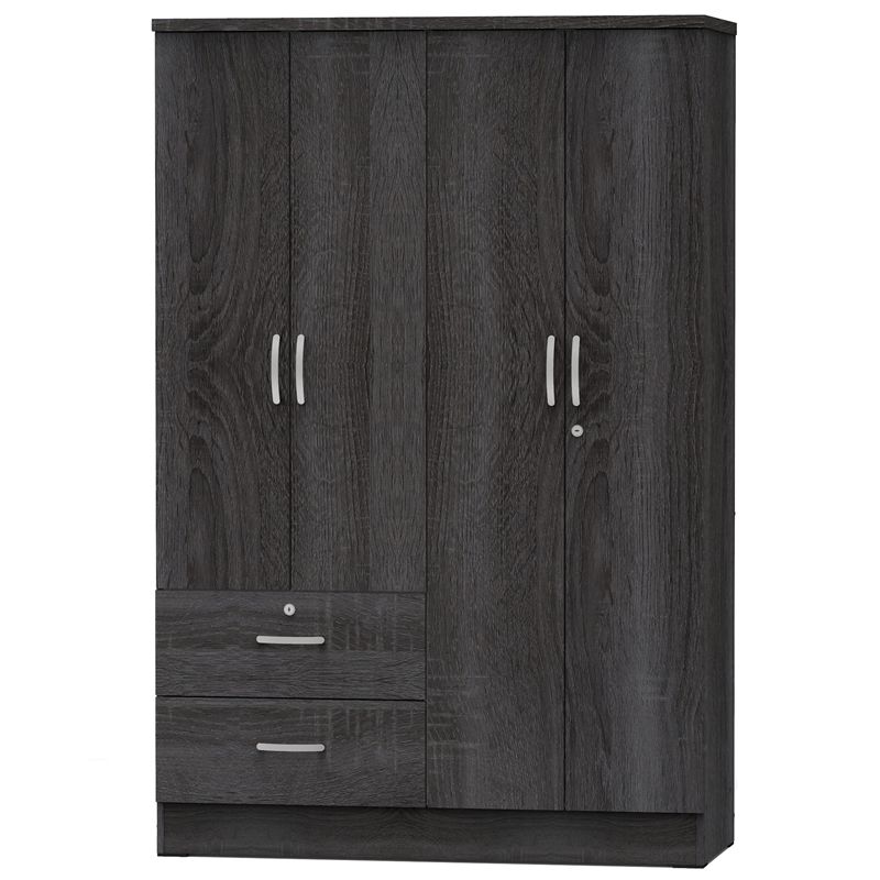 Better Home Products Luna Modern Wood 4 Doors 2 Drawers Armoire in Gray, 2 of 3
