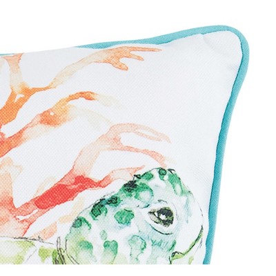 Colorful Sea Turtle Watercolor Print Square Throw Pillow