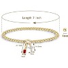 Free bird Cross Birthstone Bracelet | Dainty 14K Gold Plated Cross Charm Bracelet | Stretchable Elastic Gold Beaded Bracelet - 4 of 4