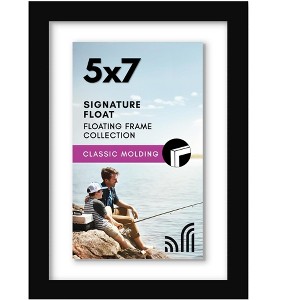 Americanflat 5x7 Floating Picture Frame in Black with Polished Glass and Hanging Hardware Included - 1 of 4