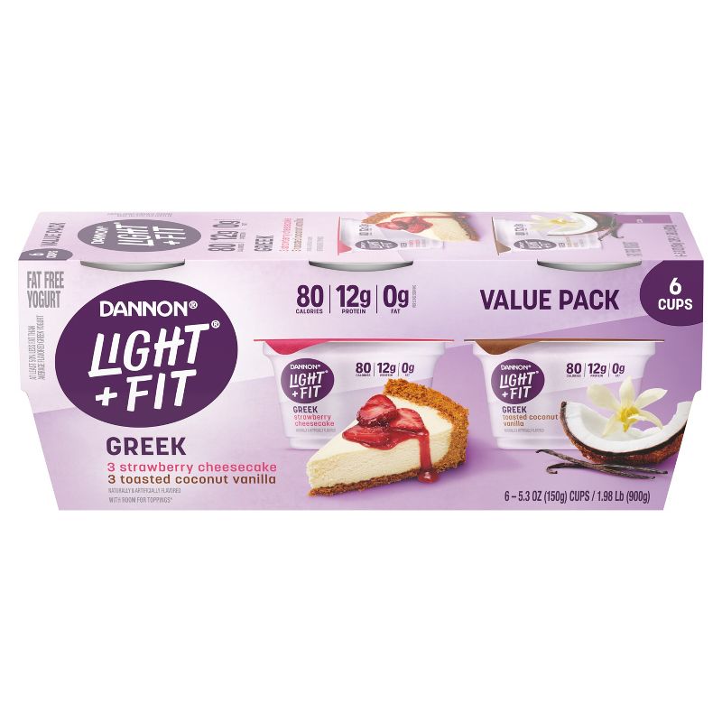 Light + Fit Nonfat Gluten-Free Variety Pack Greek Yogurt - 6ct/5.3oz Cups, 3 of 10