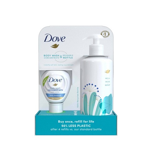 Dove Beauty Daily Moisture Body Wash Refill Concentrate & Reusable Bottle - 4 fl oz (Makes 16 fl oz) - image 1 of 4