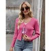 Womens Tie Front Cardigan Long Sleeve Rib Knit Shrug for Dress Sweaters Open Front Crop Tops - 3 of 4