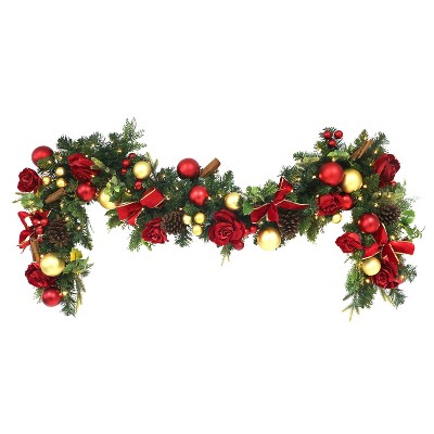 Puleo 6'x10" Pre-Lit Artificial Adorned Battery-Operated Garland