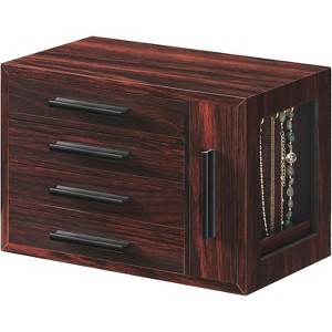 Wooden Jewelry Box with Transparent Window 4-Layer Organizer Display Case - 1 of 4