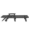 5 Level Adjustable Outdoor Chaise Lounge With Wood Texture,HDPE Patio Chaise Lounge,Patio Lounge Chair With Wheels And Cup Holder -Maison Boucle - 4 of 4