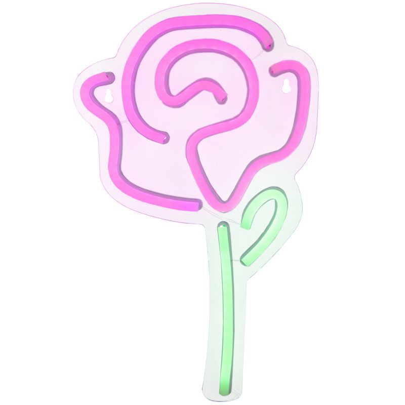 Northlight 15" LED Neon Style Rose Wall Sign, 1 of 5