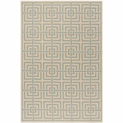 Linden Lnd137 Power Loomed Indoor/outdoor Area Rug - Cream/aqua - 5'3 ...