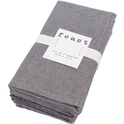 Overbrook Dark Gray Chambray Cotton Napkins Set of 8