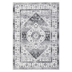 Washable Vintage Medallion Rug Non Slip Low Pile Rug Soft Oriental Throw Floor Cover Foldable Indoor Carpet for Living Room Bedroom Playroom Nursery - 1 of 4