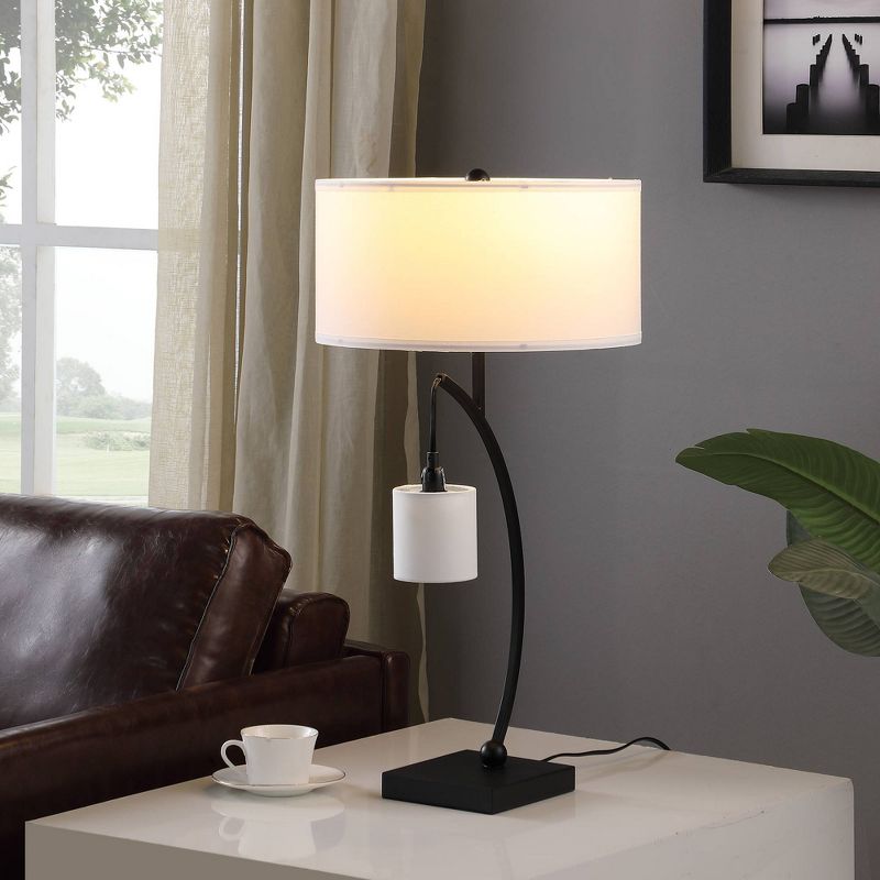 28.5&#34; Contemporary Arc with Hanging Pendulum Metal Table Lamp Black - Ore International, 4 of 9