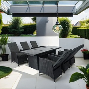 Isabel 9-Piece All-Weather PE Wicker Patio Dining Set, Outdoor Furniture with Dinnig Table - Maison Boucle - 1 of 4