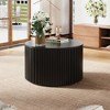 POVISON 31.5" Lifting Top Round Coffee Table, Mid-Century Modern Wood Coffee Table, Fluted Coffee Table with Hidden Storage and Drawer, Black Color - 3 of 4