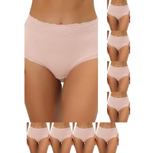 INSPIRE CHIC Women's High Waist Tummy Control Comfortable Lace Trim Ribbed Briefs 9 Packs - 1 of 4