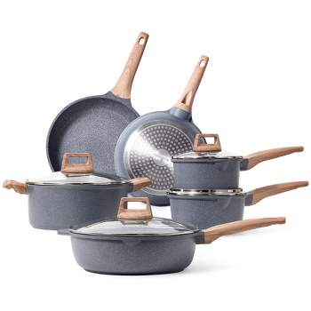 CAROTE Nonstick Granite Cookware Sets 10 Pcs Stone Cookware Set, Non Stick Frying Pan Set, Pots And Pans Set