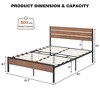 Queen Platform Bed Frame with Wooden Headboard and Metal Slats/Rustic Country Style Mattress Foundation/Strong Metal Slats Support/Easy Assembly/Brown - 3 of 4