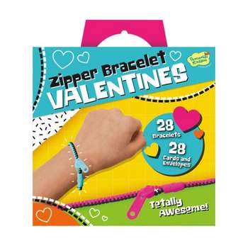 Peaceable Kingdom Valentines Cards for Kids Classroom - Set of 28 Valentines Day Gifts - Zipper Friendship Bracelets