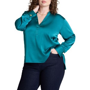 ELOQUII Women's Plus Size Half Placket Tunic - 1 of 4