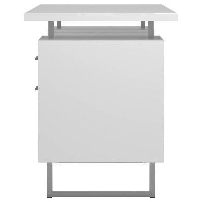 High Gloss White Executive Desk with Filing Cabinet