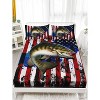 Acoinel 3 Pcs Big Pike Fish and American Flag Lightwight Ultra Soft Comforter Set with 2 Pillowcases, Black - 3 of 4