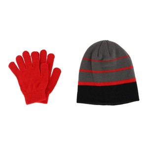 Grand Sierra Kids' 8-12 Striped 2-Piece Winter Beanie and Glove Set - 1 of 4
