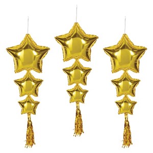 Beistle Star Balloons w/Tassels, 3' 9", (6/Pkg) Gold - 1 of 4