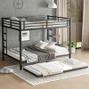 TopComfy Beds Queen over Queen Heavy Duty Metal Bunk Bed with Twin Trundle Space Saving Design Bedroom Furniture for Bedroom, Black, 63"*65"*116.18" - 2 of 4