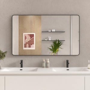 60x36-in Matte Black Framed Bathroom Mirror, Anti-Rust, Tempered Glass, Horizontal/Vertical - 1 of 4