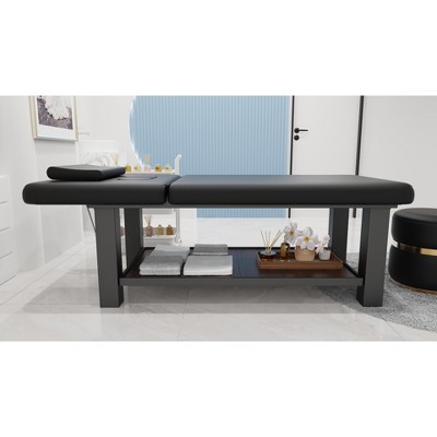 Dolonm 75" Beauty Salon Beauty Bed Modern Massage Bed,4"x4" Square Leg Iron Frame Structure , Adjustable Backrest ,Black