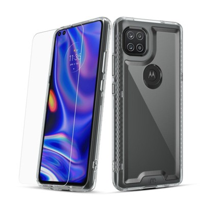 MyBat Pro Lux Series Case with Tempered Glass Compatible With Motorola one 5G ace - Clear